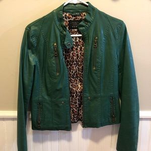 Green Moto Faux Leather Jacket
